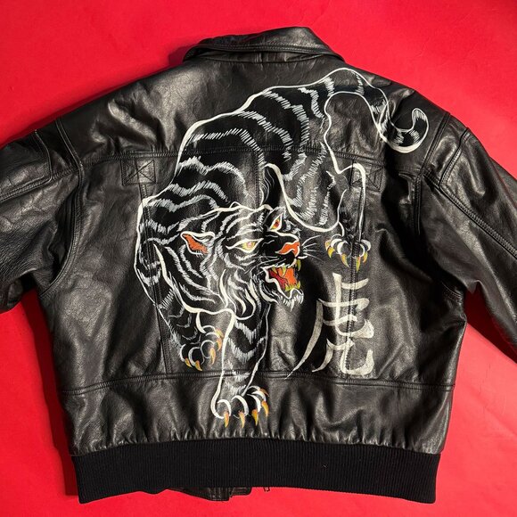 Vintage Hill & Archer Black Jacket – Hand-Painted Shiro Tora Tiger Art (M) - Picture 1 of 11